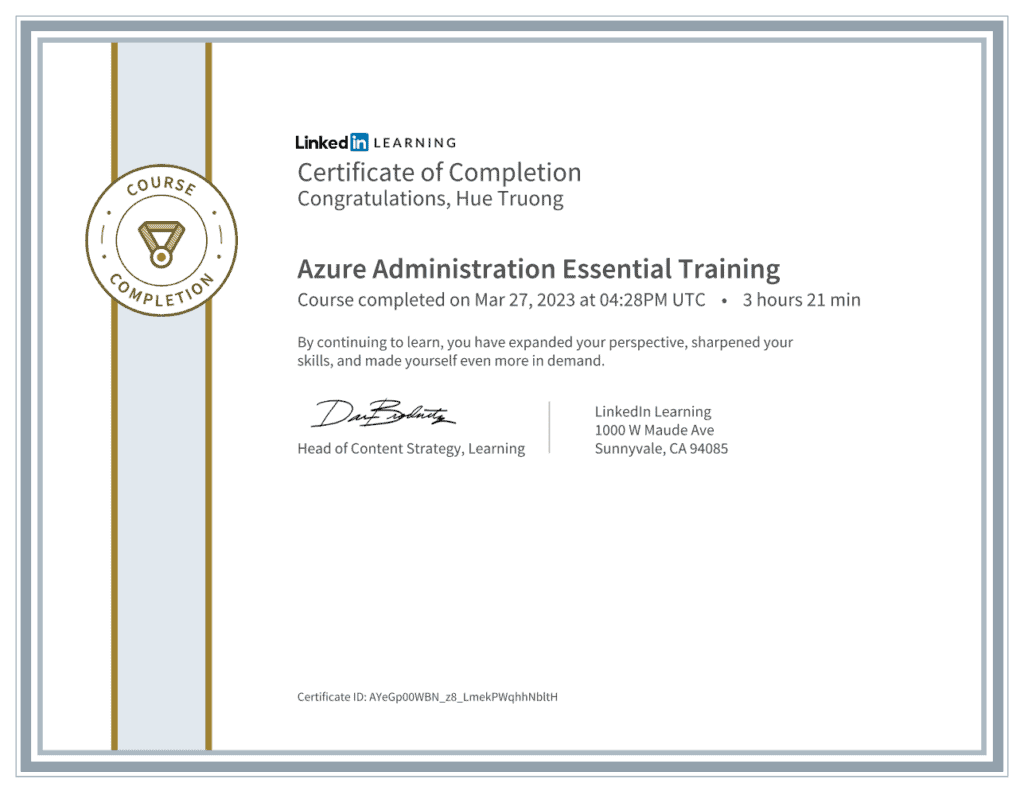 Certificateofcompletion Azure Administration Essential Training